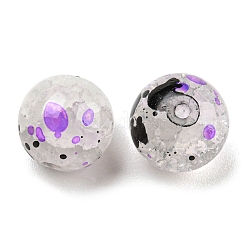 透明クラックガラスビーズ  模造壊れ玉  ラウンド  スミレ  10x9.5mm  穴：1.8mm  約10個/袋&nbsp;LS-GLAA-D012-02E