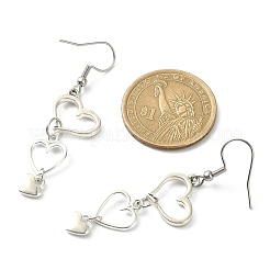 Серьги-подвески в форме полого сердца из тибетского сплава со штифтами из нержавеющей стали 304 EJEW-JE05341
