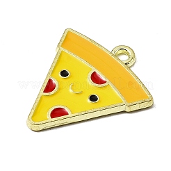 食品合金エナメルペンダント  ライトゴールド  ピザ  23x20.5x1.5mm  穴：1.8mm&nbsp;ENAM-I065-03LG-01