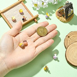 8個8スタイルアロイエナメルペンダント  ゴールドカラー  蜂蜜の瓶とミツバチのチャーム  ミックスカラー  13~14x10~11x9~11mm  穴：1.5mm  1個/スタイル&nbsp;ENAM-CJ0007-36