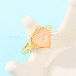 Bagues en quartz rose naturel avec accessoires en laiton&nbsp;G-H353-03G-06