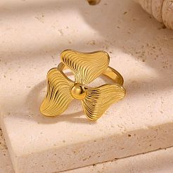 女性用304ステンレススチールオープンカフリング  花  18KGP本金メッキ  内径：17.4mm&nbsp;WGC482B-01