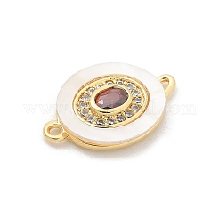 Подвески-коннекторы из латуни с микропаве из прозрачного кубического циркония и ракушки&nbsp;KK-M303-03G-04