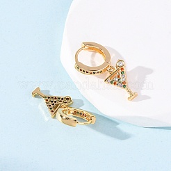 Серьги-кольца из латунного бокала с микропаве из кубических цирконий&nbsp;EJEW-F384-16G-02