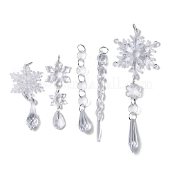 5 шт. акриловые прозрачные подвесные украшения в виде сосульки и снежинки HJEW-D003-01B