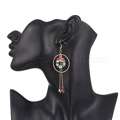 6 пара 6 стильных серег-подвесок из сплава и эмали с рождественской тематикой EJEW-JE06560