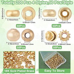 200 pièce de perles d'espacement en laiton de 4 styles&nbsp;KK-TA0009-05