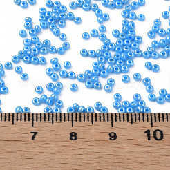 11/0 チェコ不透明ガラスシードビーズ  光沢のある  ラウンド  ディープスカイブルー  2.2x1.5mm  穴：0.7mm  約500 G /袋&nbsp;SEED-N004-003B-17
