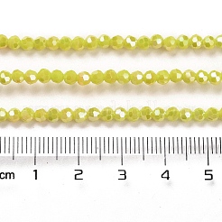 不透明ガラスビーズスタンド  ABカラー  ファセット（32ファセット）  ラウンド  きいろ  3.5x3mm  穴：1mm  約163~166個/連  50~51cm&nbsp;LS-EGLA-A035-P3mm-B04