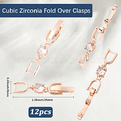 12 шт. латунные прозрачные кубические циркониевые застежки-раскладушки KK-BBC0021-35