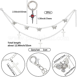 4 stücke 2 arten messing gedrehten ketten boot strap ketten & legierung siam strass schuhe charme sets&nbsp;HJEW-BM0001-06