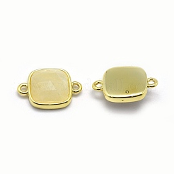 天然レインボー ムーンストーン リンク コネクター  ゴールデントーン真鍮パーツ  正方形  多面カット  16x11x5mm  穴：1.2mm&nbsp;G-O177-15H-G