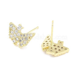 Orecchini a bottone da donna in ottone con micro pavé di zirconi trasparenti&nbsp;EJEW-S217-C05