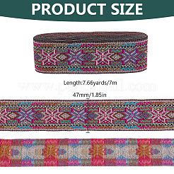 Жаккардовые ленты из полиэстера в этническом стиле с цветами SRIB-WH0011-263B