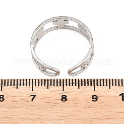 女性用304ステンレススチールカフオープンリング  クロス  ステンレス鋼色  7mm  usサイズ8 1/2(18.5mm)&nbsp;RJEW-A102-06P