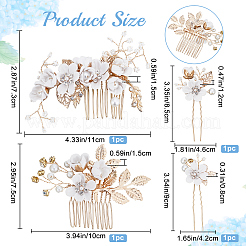 Свадебные свадебные вилки и гребни для волос со стразами из сплава MRMJ-WH0012-27
