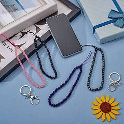 Брелок из натурального белого нефрита и железного сплава с застежкой в виде когтя лобстера&nbsp;HJEW-SW00007-16