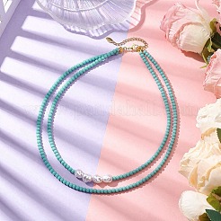 Пластиковый искусственный жемчуг со стеклянным ожерельем NJEW-JN04850