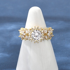 Регулируемые манжеты-кольца из латуни с микропаве из кубического циркония для женщин RJEW-C129-04G