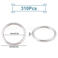 304ステンレススチールオープン丸カン  丸いリング  ステンレス鋼色  18ゲージ  10x1mm  内径：8mm  約310個/箱&nbsp;STAS-SC0003-83