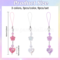 9 шт. 3-х цветные акриловые ремешки для мобильных телефонов HJEW-GO00075