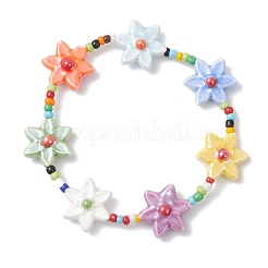 Эластичные браслеты ручной работы из фарфора и стеклянных бусин для женщин&nbsp;BJEW-TA00696