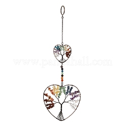 7-Chakra-Herzbaum-Anhänger aus Messing&nbsp;G-H359-01R-01