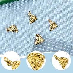 304ステンレススチールペンダント5個  18KGP本金メッキ  丸カン付き  食べ物の形チャーム  ピザ  13.5x12x2mm  穴：3.5mm&nbsp;STAS-SZ0003-42G-03