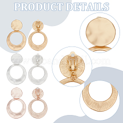 3 пара двухцветных серег-клипс в форме пончика из сплава EJEW-AN0004-62