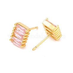 Ohrstecker aus Messing mit Mikropavé-Zirkonia für Damen&nbsp;EJEW-U015-04G-02
