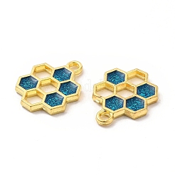 合金エナメルチャーム  ハニカムチャーム  ゴールドカラー  ライトシーグリーン  19x15x1.5mm  穴：2mm&nbsp;ENAM-J650-06G-06