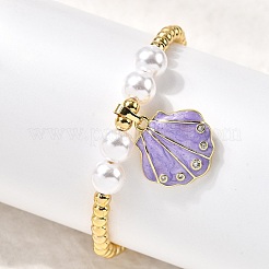 Браслеты с подвесками из латуни с микропаве и кубическим цирконием BJEW-P358-02G