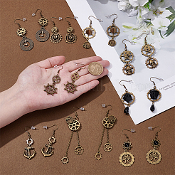 9 пара сережек-подвесок из цинкового сплава в 9 стилях EJEW-UN0006-96