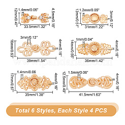 24 шт. 6 стиля застежки-кнопки из сплава в китайском стиле с цветочным узором FIND-GA0003-16