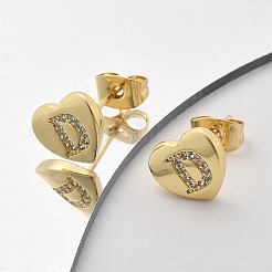 Серьги-гвоздики из латуни с микропаве из прозрачного кубического циркония EJEW-K299-01G-D