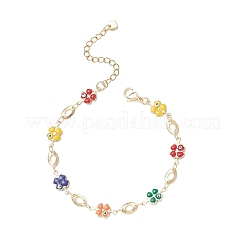 Браслеты-цепочки с латунной эмалью в виде клевера&nbsp;BJEW-JB13025