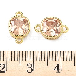 Латунные подвески-коннекторы с квадратными фианитами&nbsp;KK-P348-06G-01