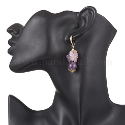 Серьги с бусинами из натурального аметиста&nbsp;EJEW-JE06568-02