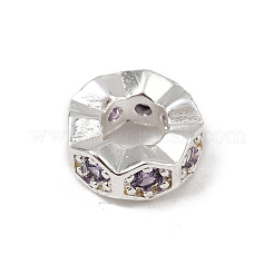 Волнообразный край плоский круглый стойка покрытие латунь кубический цирконий европейские бусины KK-L236-12S