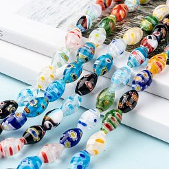 Овальная ручной Millefiori бисер пряди LK-R004-37