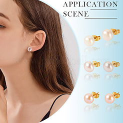 6 шт. серьги-гвоздики из натурального культивированного пресноводного жемчуга 3 цветов EJEW-TAC00027