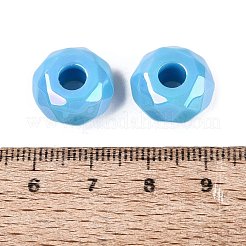 オペークアクリルヨーロピアンビーズ  大穴ビーズ  ABカラー  多面カット  フラットラウンド  ディープスカイブルー  15x8mm  穴：4.7mm&nbsp;OACR-E033-23P