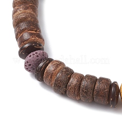 Браслеты из натуральных бусин кокоса и лавы для мужчин и женщин BJEW-JB12497-02