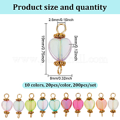 200шт 10 цвета прозрачные акриловые подвески&nbsp;PALLOY-GO00013