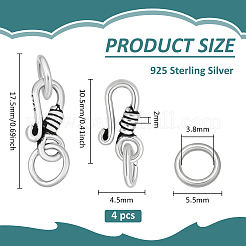 4 pz. 925 fermagli a S in argento sterling&nbsp;STER-BC0004-03A