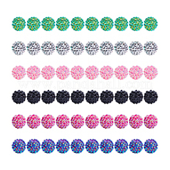 Ahadermakers 60шт 6 цвета смоляные бусины со стразами RESI-GA0001-26