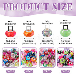 120 шт. 4 вида прозрачных и непрозрачных акриловых бусин европейского дизайна с большим отверстием&nbsp;PACR-TA0001-14