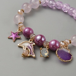 2шт 2 стильных браслета из стеклянных бусин&nbsp;BJEW-WH0016-21B