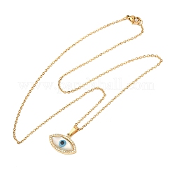 Подвеска в виде конского глаза из латуни с микропаве из прозрачных кубических цирконий и смолы NJEW-F354-01G