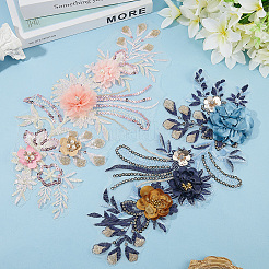 Полиэстер вышитые кружевные нашивки на ткань&nbsp;AJEW-WH20070-079A